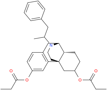  N-(2-phenyl-1-methylethyl)-3,6-dipropionyloxymorphinan.png